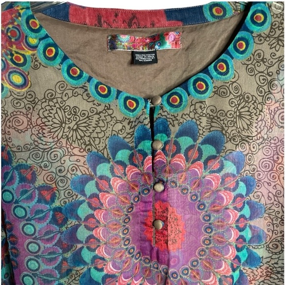 NWOT Desigual Sheer Blouse Tunic Colorful Circle
Pattern Long Sleeve, Large - Picture 8 of 10